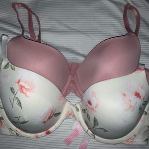 two PINK bras